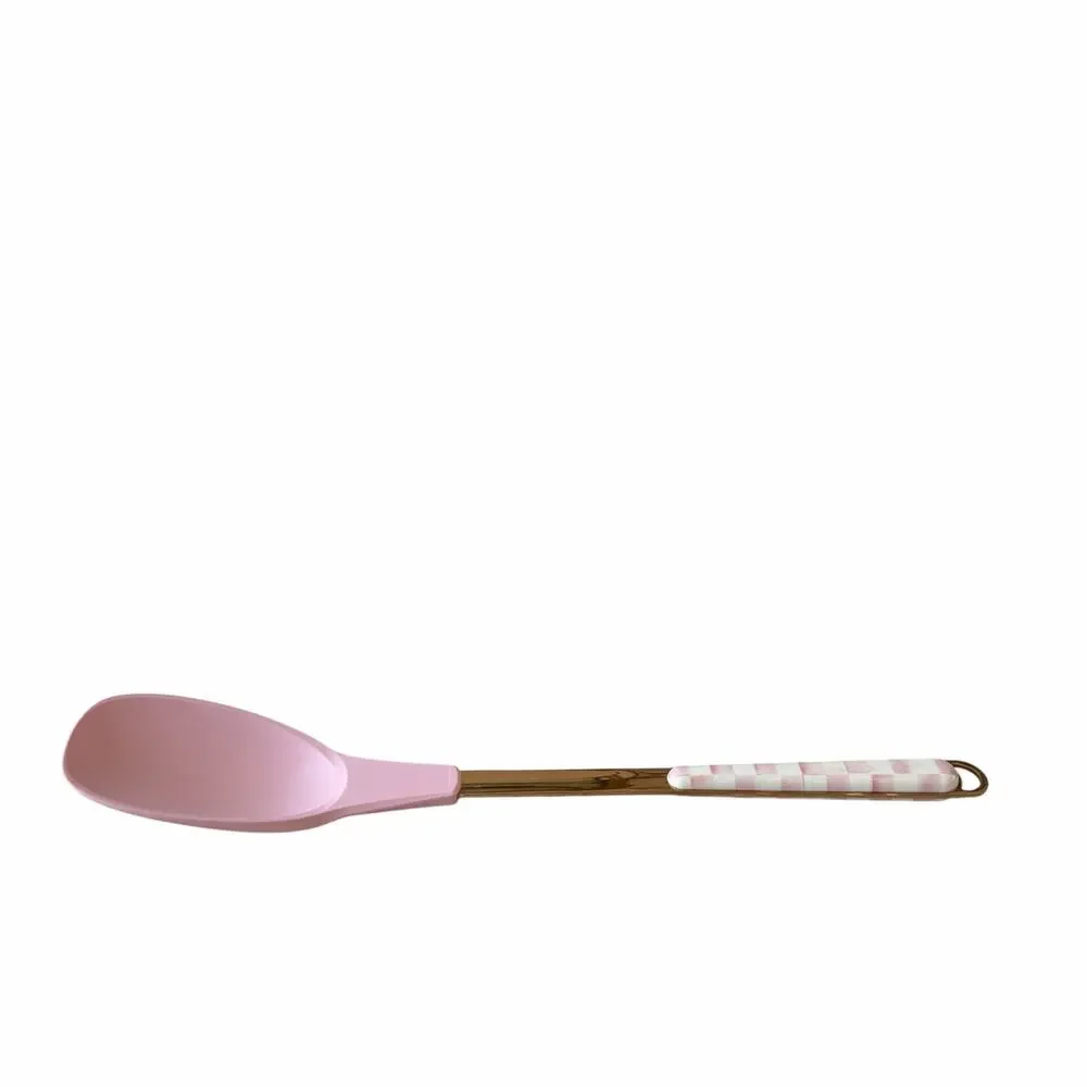 MacKenzie-Childs Rosy Check Spoon 12in Pink & White Coquette Kitchen NEW